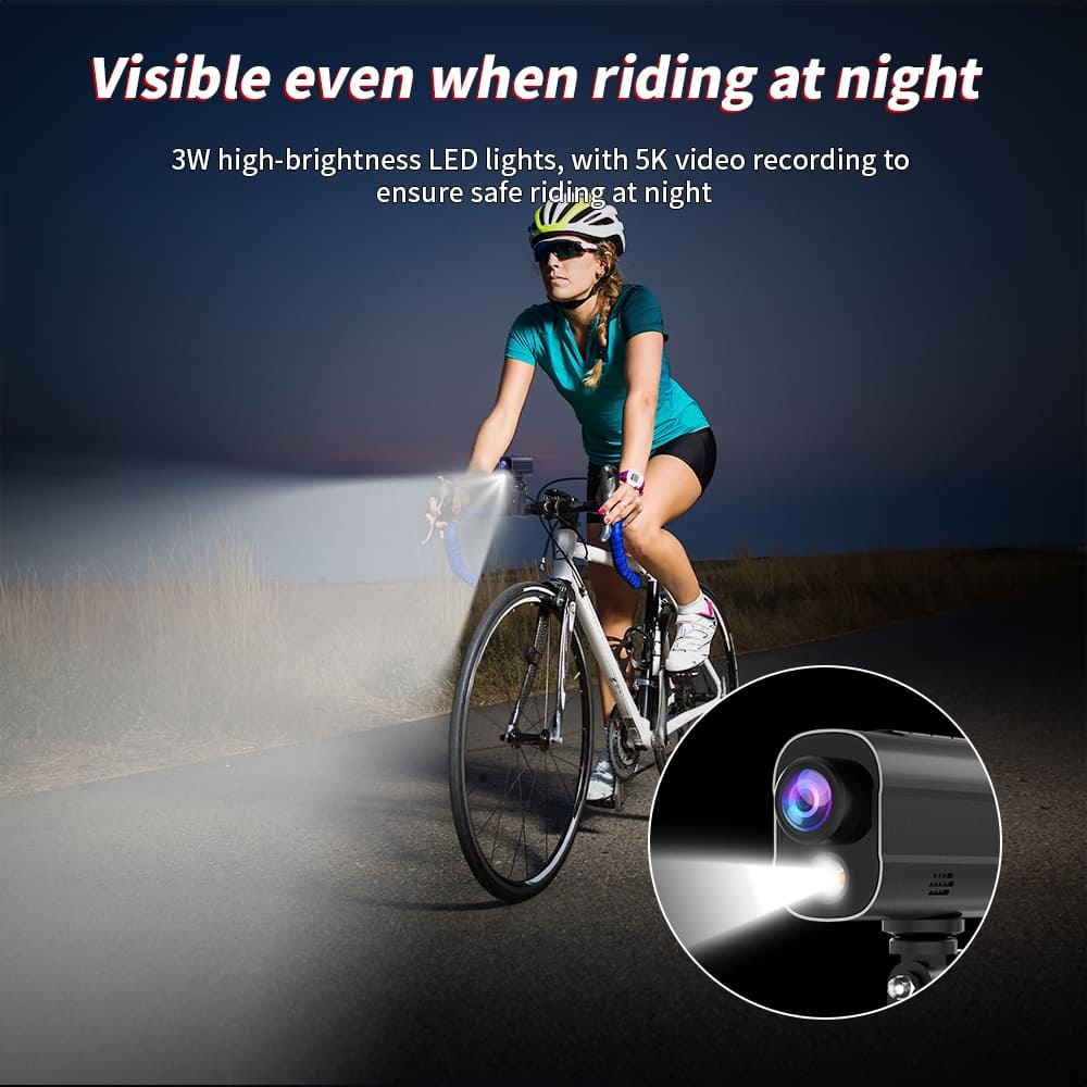 Actiecamera voor op de fiets met ledlicht wifi