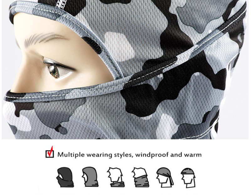 camouflage ninja bivakmuts op het gezicht