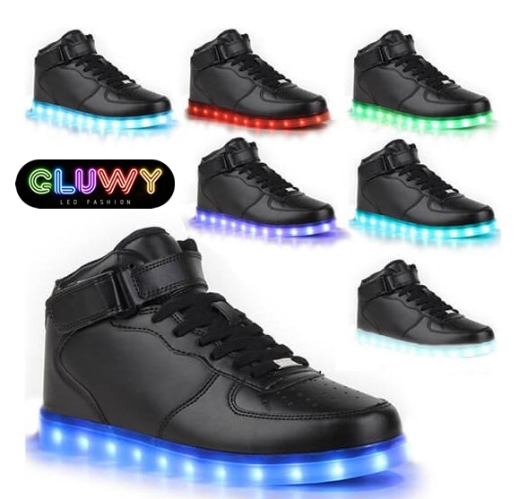 LED glanzende zwarte laarzen sneakers
