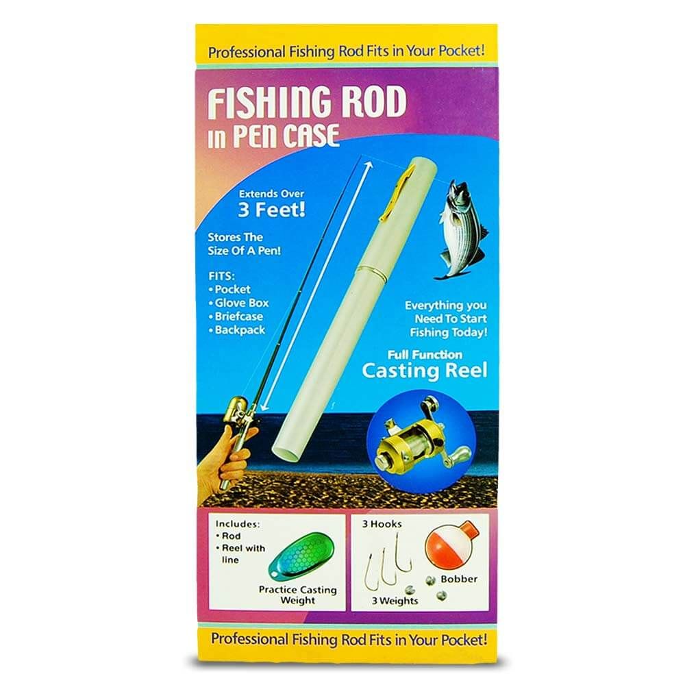 Mini pen hengel voor het vissen met een molen in een pen - telescopisch tot 1 meter