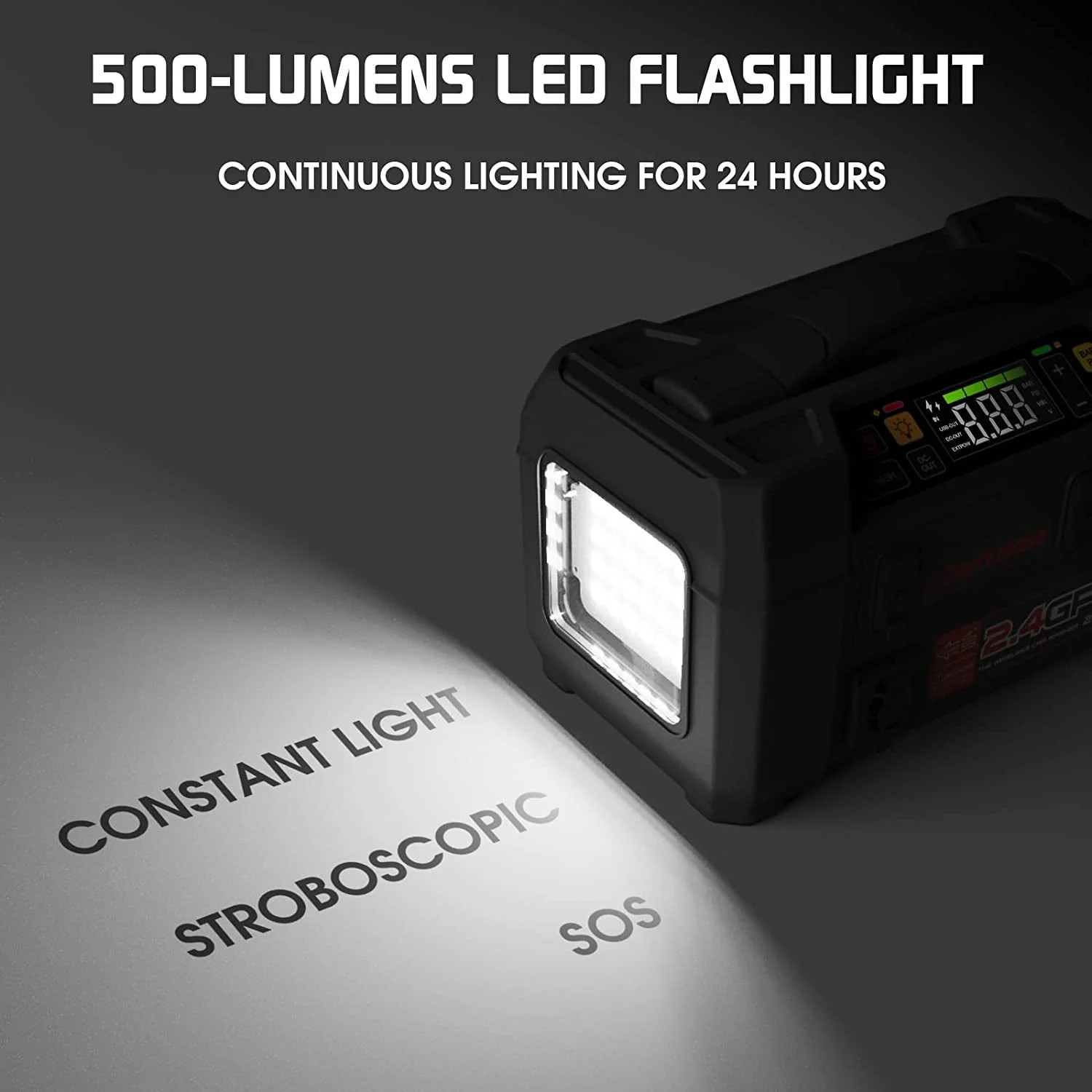 autostarter 500 lumen LED-zaklamp + compressor en powerbank