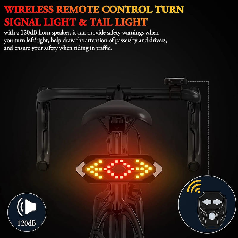 fietsachterlicht met richtingaanwijzers voor een fietsachterlicht draadloos met controller