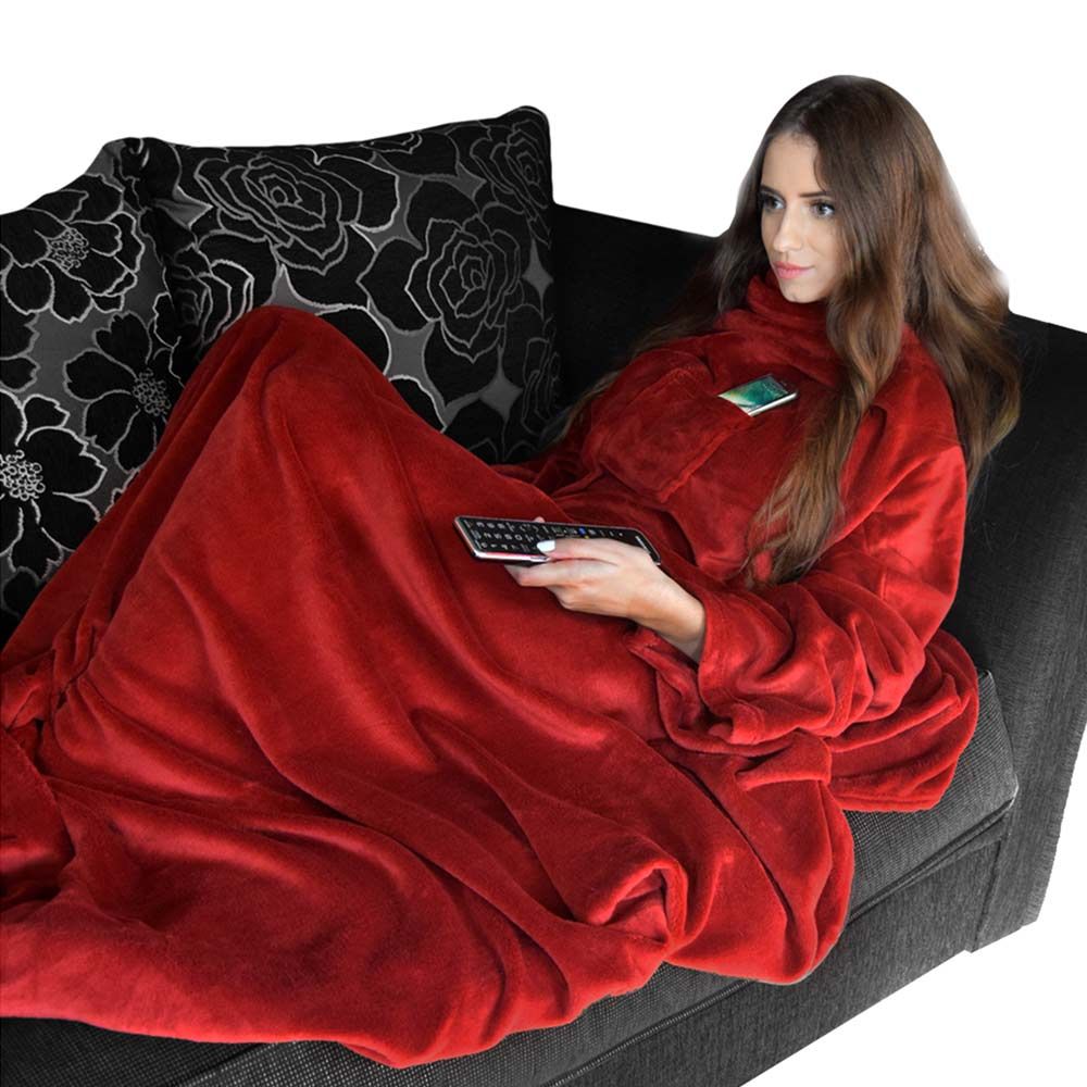 snuggie TV fleece deken met mouwen, oversized