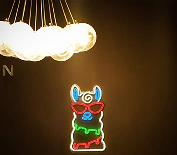 lichtgevend lama neon muurlogo