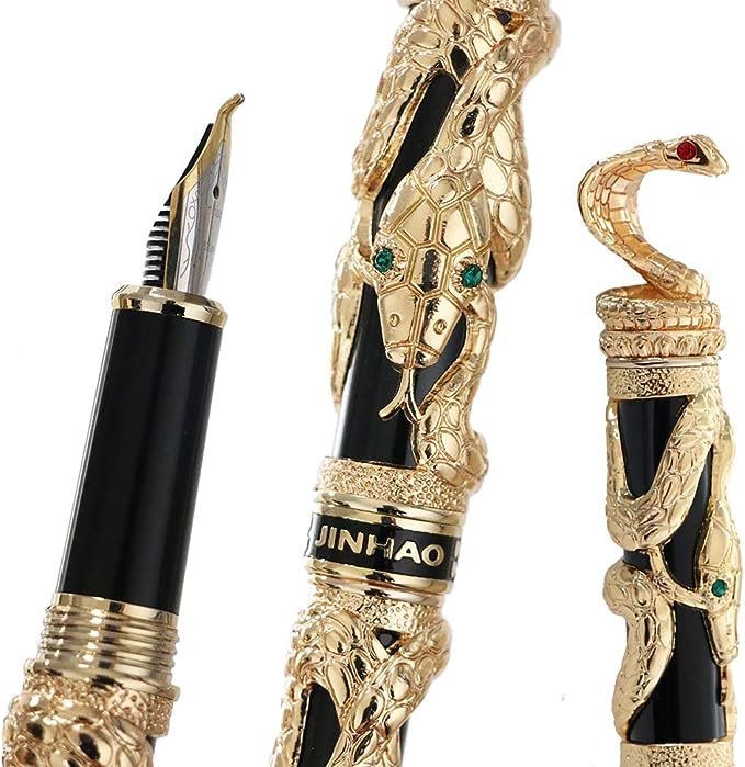 gouden pen gedecoreerd met een slangencobra-inktpen