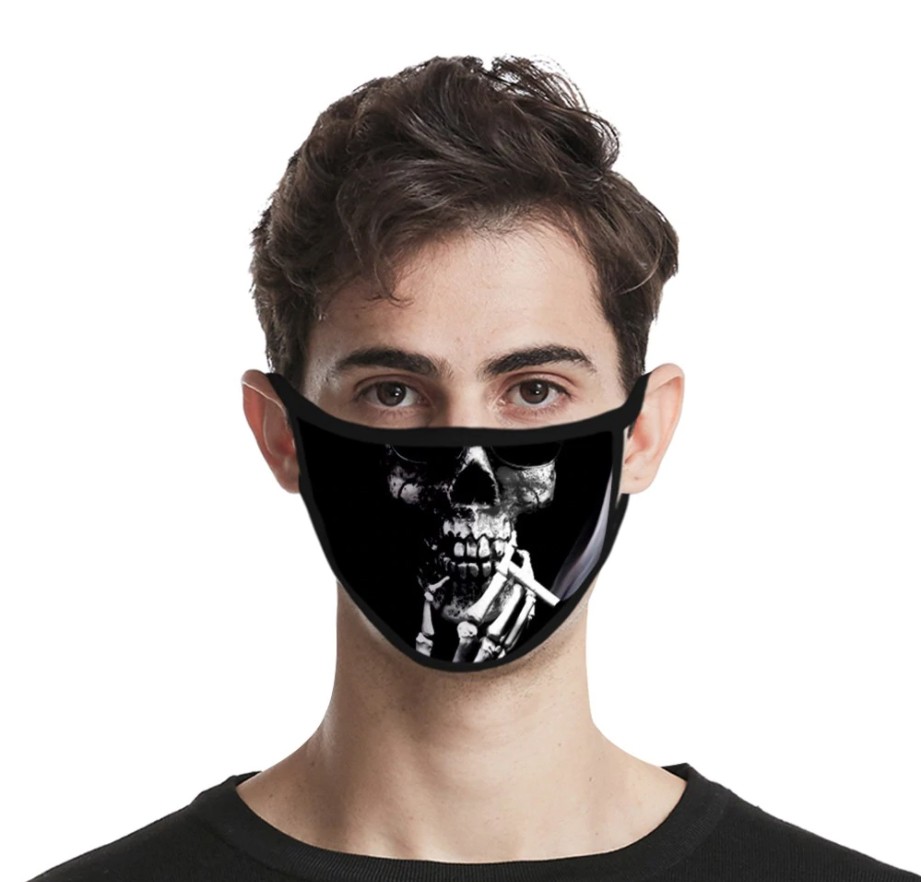 zwart beschermend masker in de vorm van een schedel van polyester