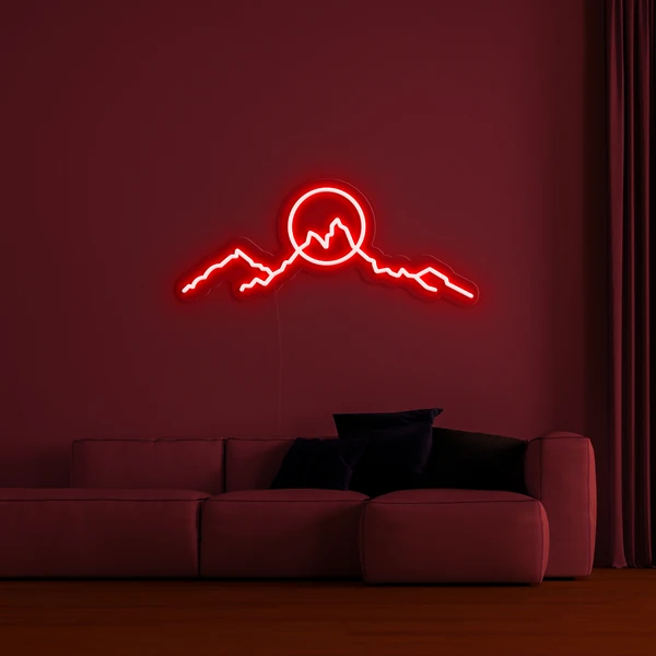 Lichtgevend LED-neonbord aan de muur 3D-vorm - MOUNTAINS