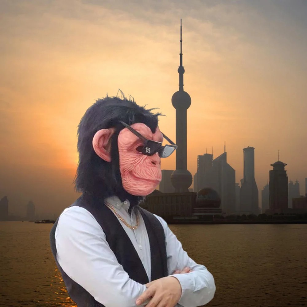 Chimpansee aap gezichtsmasker siliconen latex
