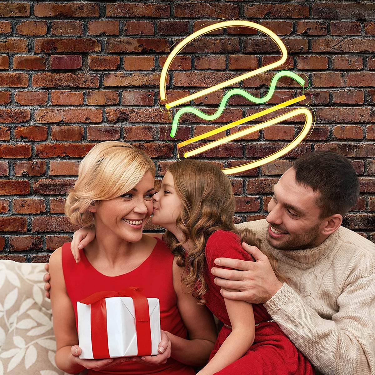 hamburger led gloeiend neon logo