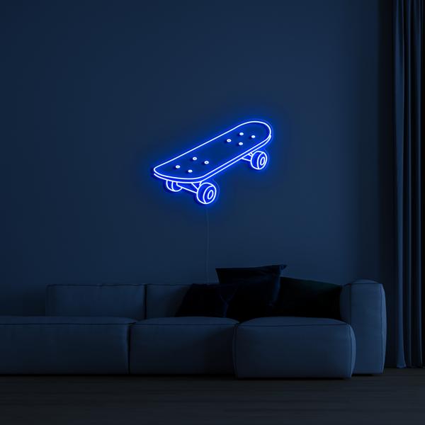 3D gloeiend LED-neonbord aan de muur - skateboard