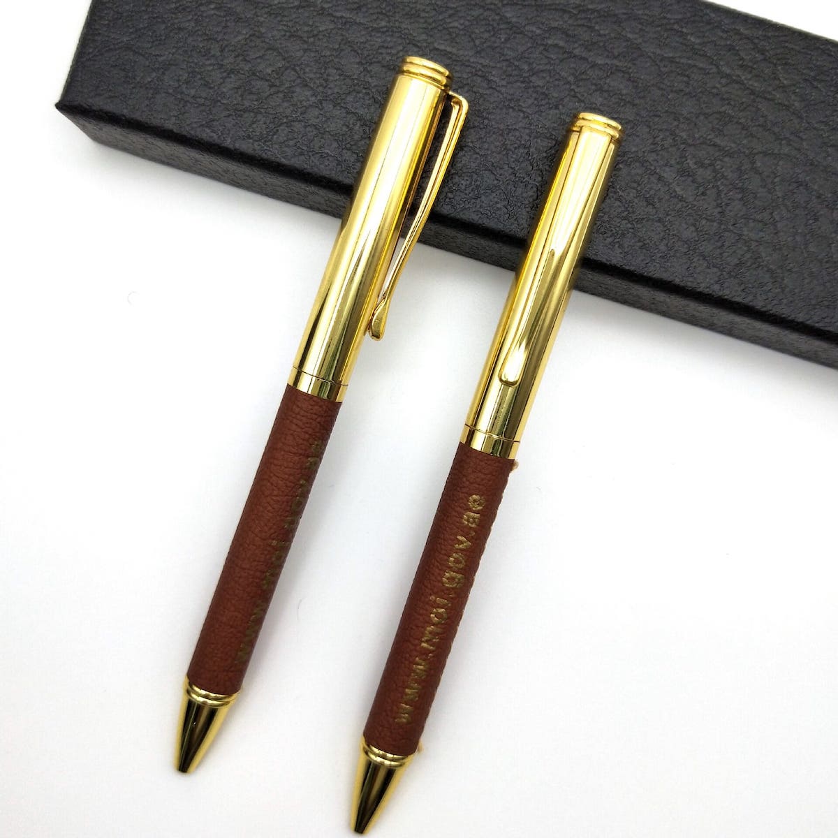 Luxe gouden pen met leer