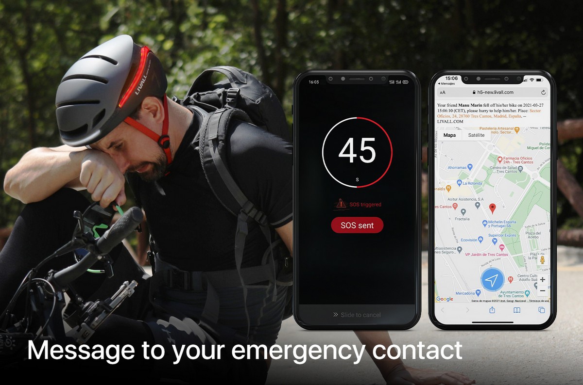slimme fietshelm app sos emergency