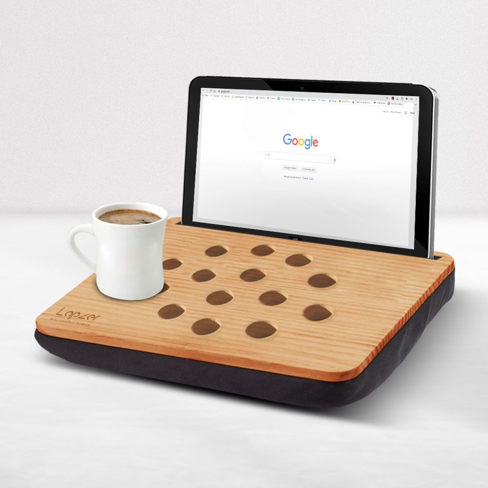 mat voor iPad tablet - gemaakt van hout + kussen