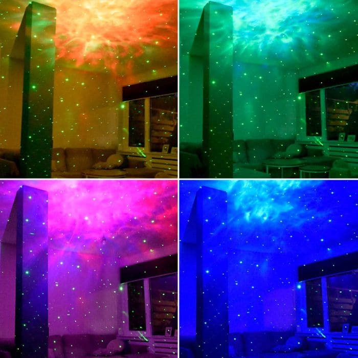 projector nachtelijke hemel aurora lichten laser sterren astronaut