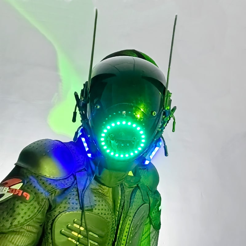 Lichtgevende LED Cyberpunk maskerhoofdhelm