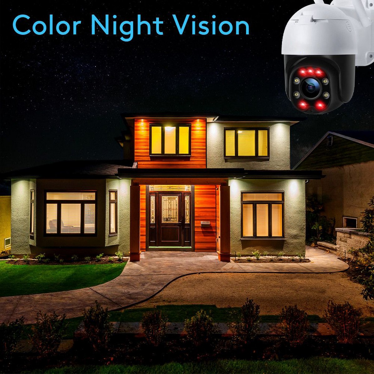 nachtzicht ip beveiligingscamera - infrarood leds gekleurd