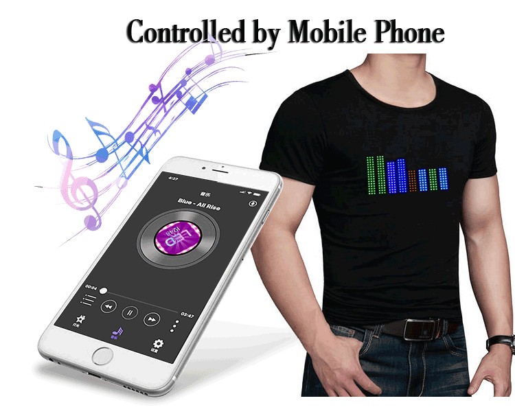 led-shirt programmeerbare smartphone mobiele telefoon
