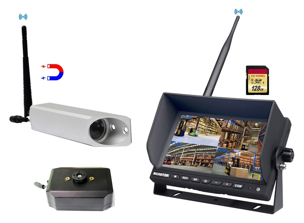 Camera's voor reachtrucks wifi met led-achtergrondverlichting en batterijvoeding + 7" monitor