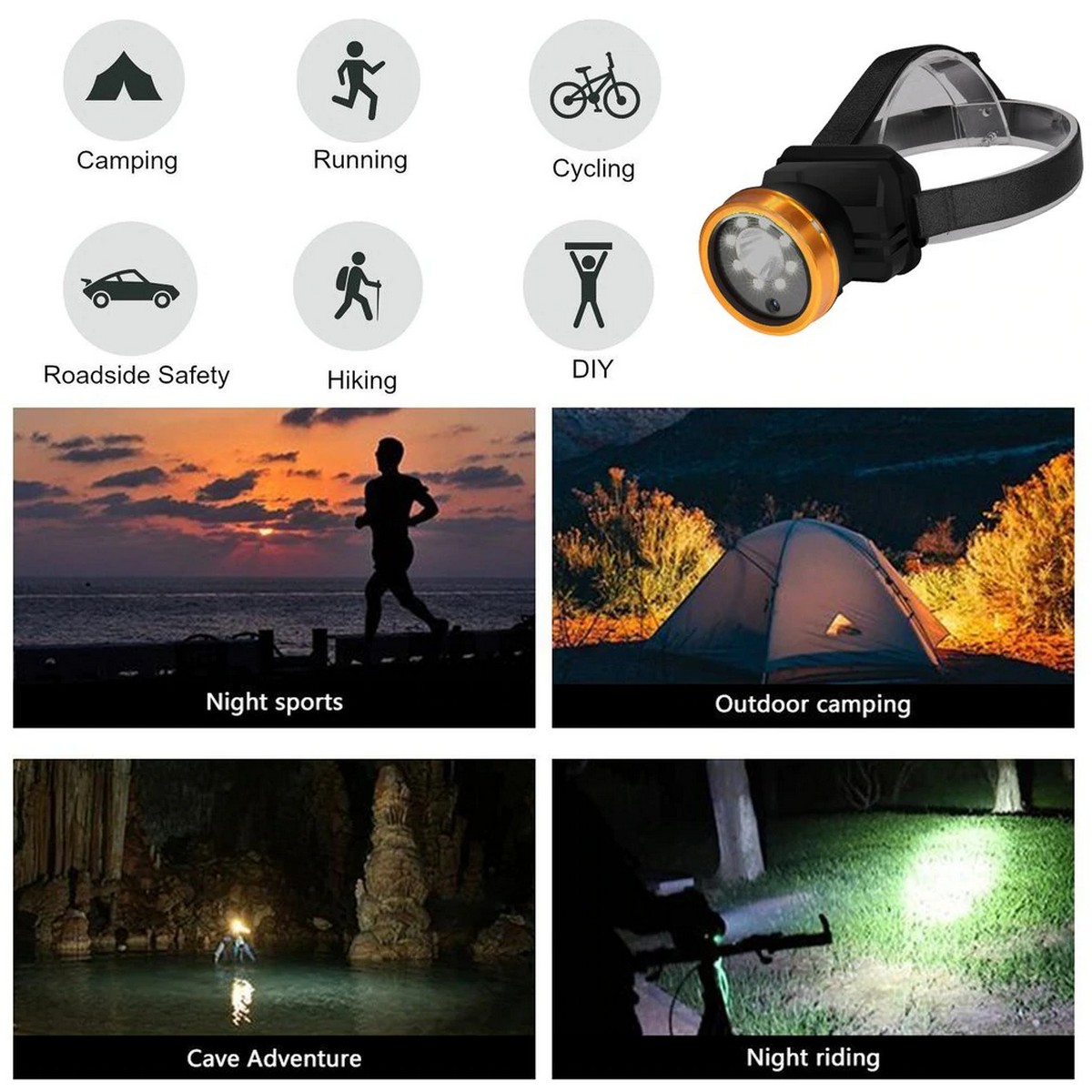 koplamp met camera voor hardlopen wandelen
