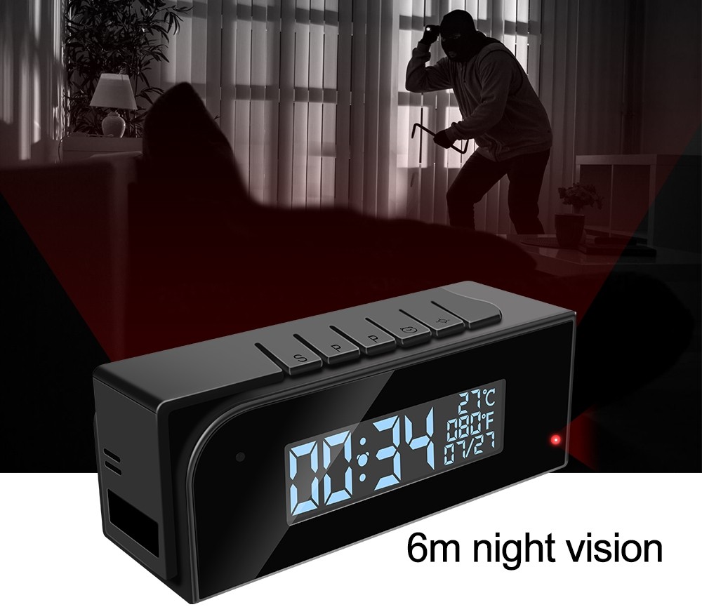 spion camera met nachtzicht wekker