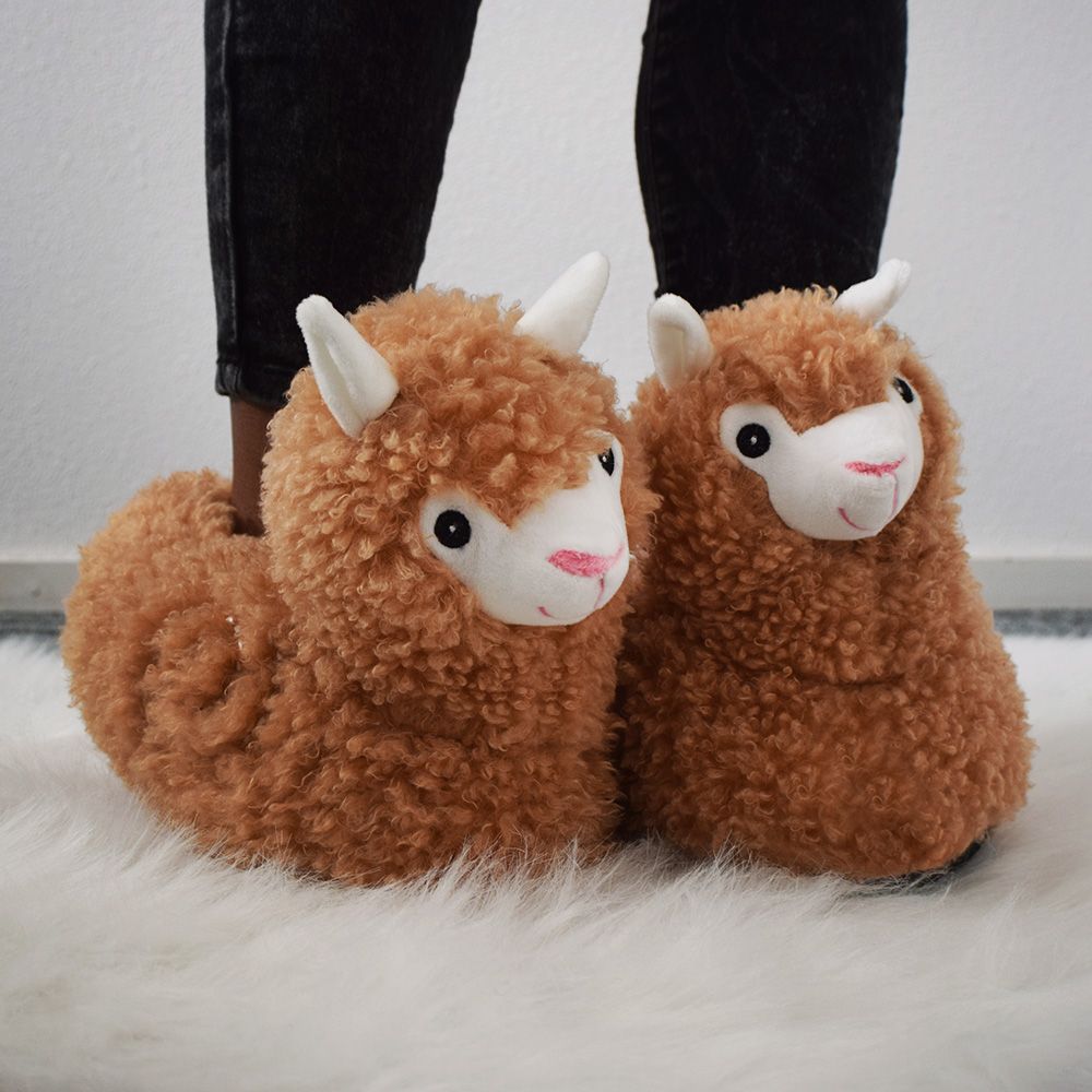 warme alpaca lama pantoffels