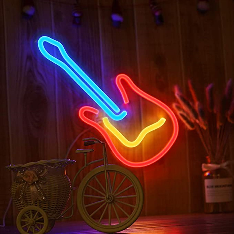 neon banner gitaar gloeiende verlichting