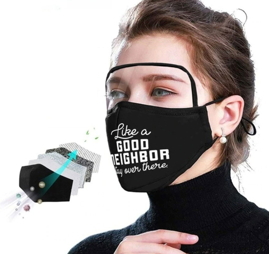 zwart beschermend masker met schild