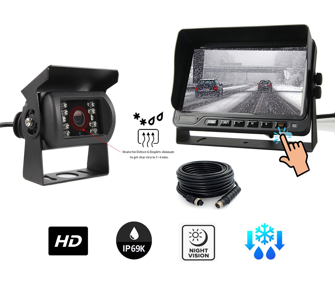 Camera set - achter DEFROST auto HD camera + 7" waterdichte monitor