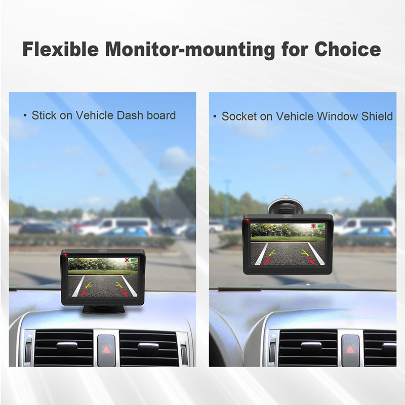 monitor voor achteruit monteren van het display op het dashboardvenster