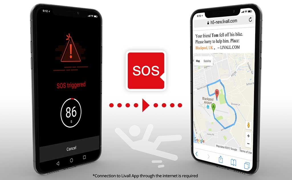 SOS-functie app mobiele fietshelm - Livall BH51M