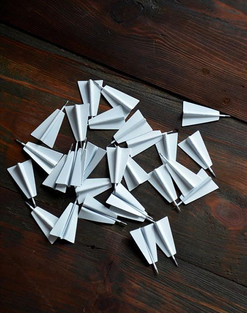 3D houten kaart push pins vliegtuigen
