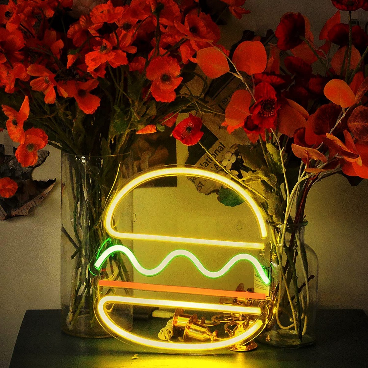 licht logo neon restaurant led bord - hamburger hamburger