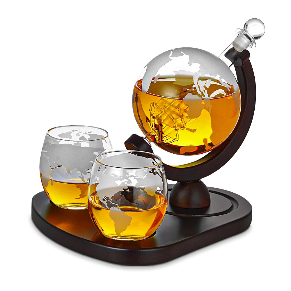 globe whisky karaffen - whisky set glazen